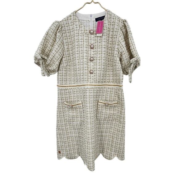 New NWT Simply Southern Tweed Scalloped Hem‎ Dress XL 14 - Picture 2 of 7